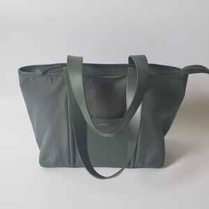 Skagen Handbag Lisabet Tote Agave Green Nylon Leather Zipper NEW